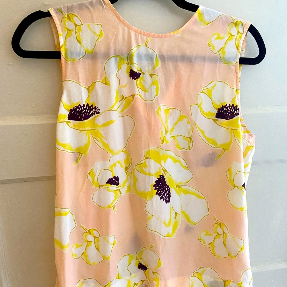 Beautiful Equipment Top | Silk Floral Button Back Tank, Pink, (Size S/P)
